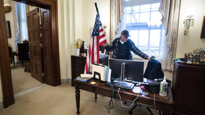 Rioter pictured sitting in Pelosi’s office arrested