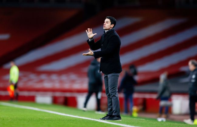 Arsenal Manager Mikel Arteta during the match between Arsenal and Leeds United.