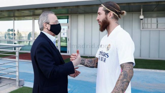 Florentino Pérez and Sergio Ramos.