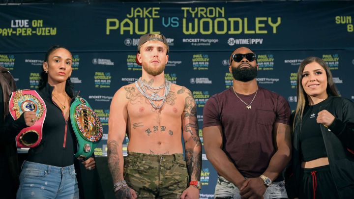 Woodley in press conference spat with member of Paul's camp