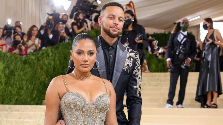 Ayesha Curry and Stephen Curry attend The 2021 Met Gala Celebrating In America: A Lexicon Of Fashion at Metropolitan Museum of Art on September 13, 2021 in New York City.