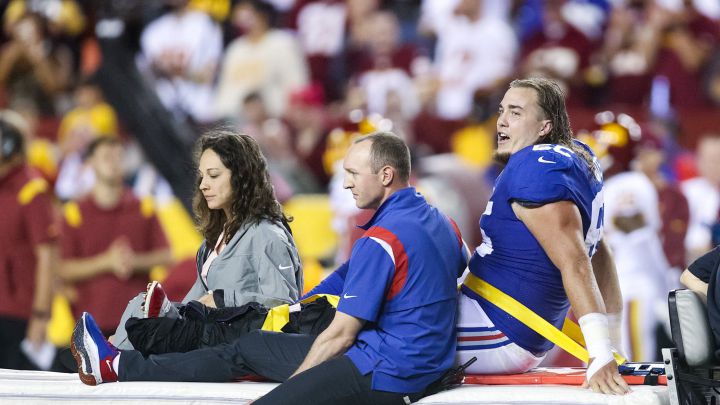 New York Giants' Nick Gates in good spirits while facing an uncertain future