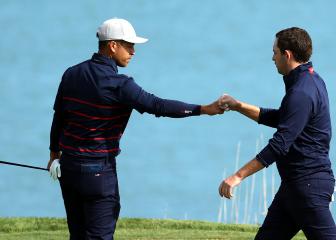 Woods message inspires Schauffele, Cantlay as US make flying Ryder Cup start