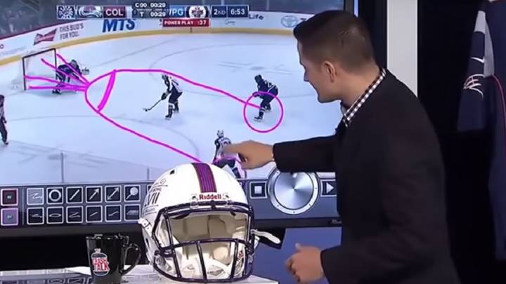 Un comentarista de NHL intenta dibujar una jugada y le sale otra cosa