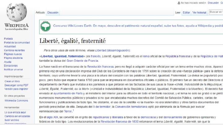Trollean la página de la Wikipedia dedicada a Francia y cambian su lema por "Le baguette"