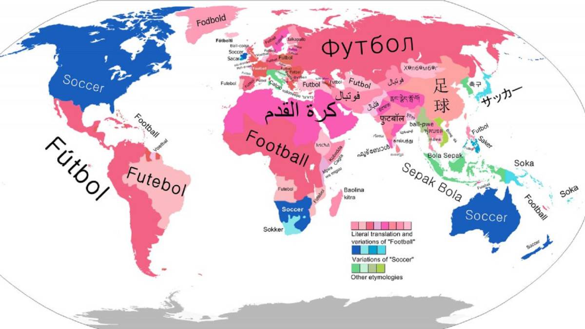 El mapa que te muestra en qué países se dice \'fútbol\' o \'soccer\'