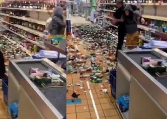 Impactante vídeo en el que una mujer rompe cientos de botellas de alcohol en un supermercado