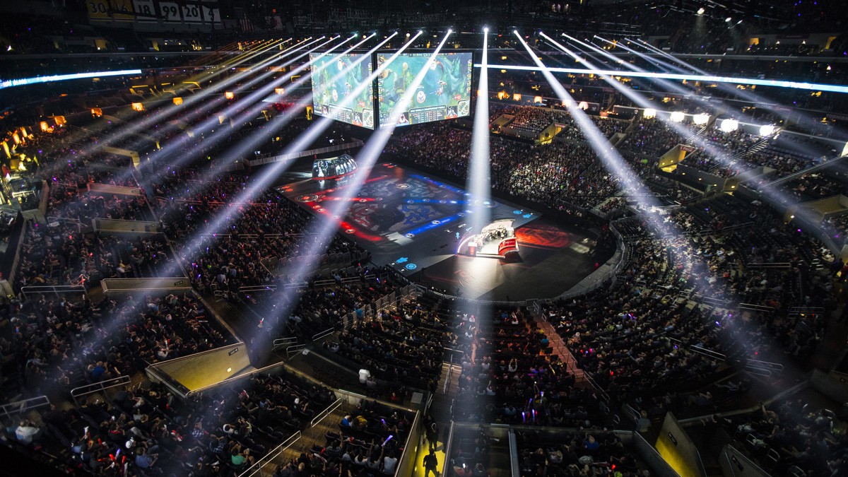 Samsung Galaxy versus SK Telecom T1 at the 2016 World Championship - Finals at STAPLES Center in Los Angeles, California, USA on 29 October 2016.
