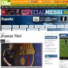 La prensa internacional apoya a Vilanova: “¡Fuerza Tito!” dice Olé La prensa internacional apoya a Vilanova: “¡Fuerza Tito!” dice Olé