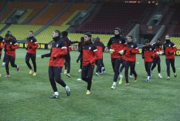 El Atlético se entrena en Moscú con 8 grados bajo cero El Atlético se entrena en Moscú con 8 grados bajo cero