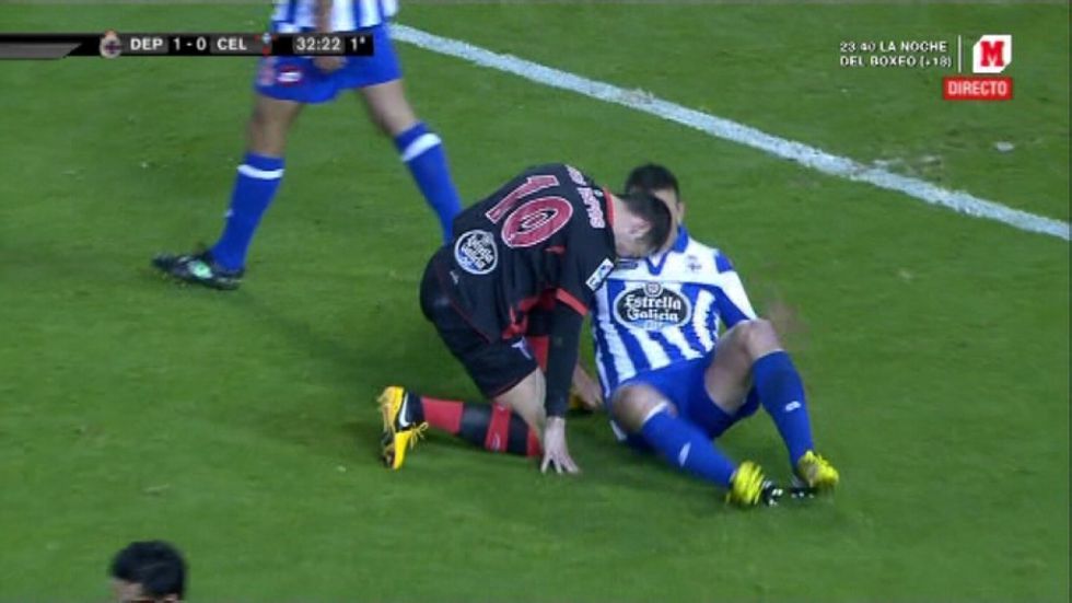 Iago Aspas, expulsado por dar un cabezazo a Marchena