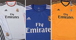 Las camisetas del Madrid 2013-14: blanco, azul y naranja