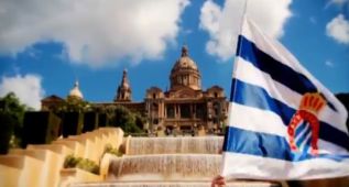 El Espanyol responde 'pintando' las calles de blanquiazul