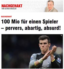 El diario alemán Bild califica de "perverso" el fichaje de Bale El diario alemán Bild califica de "perverso" el fichaje de Bale