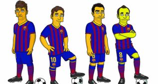 Neymar, Messi, Xavi e Iniesta se unen a la familia Simpson