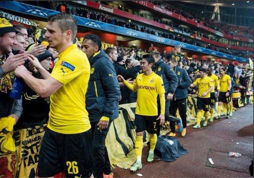 Los jugadores del Dortmund saludaron a los aficionados