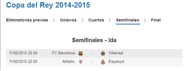 El Barcelona-Villarreal se jugará el miércoles 11 a las 20:00 El Barcelona-Villarreal se jugará el miércoles 11 a las 20:00