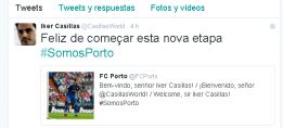 Casillas ya tuitea en portugués... y el Real Madrid ya no le sigue