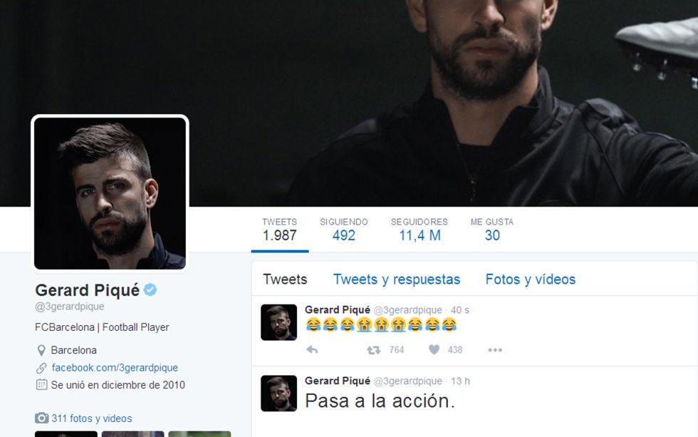 Piqué se mofa en Twitter de la alineación indebida del Madrid
