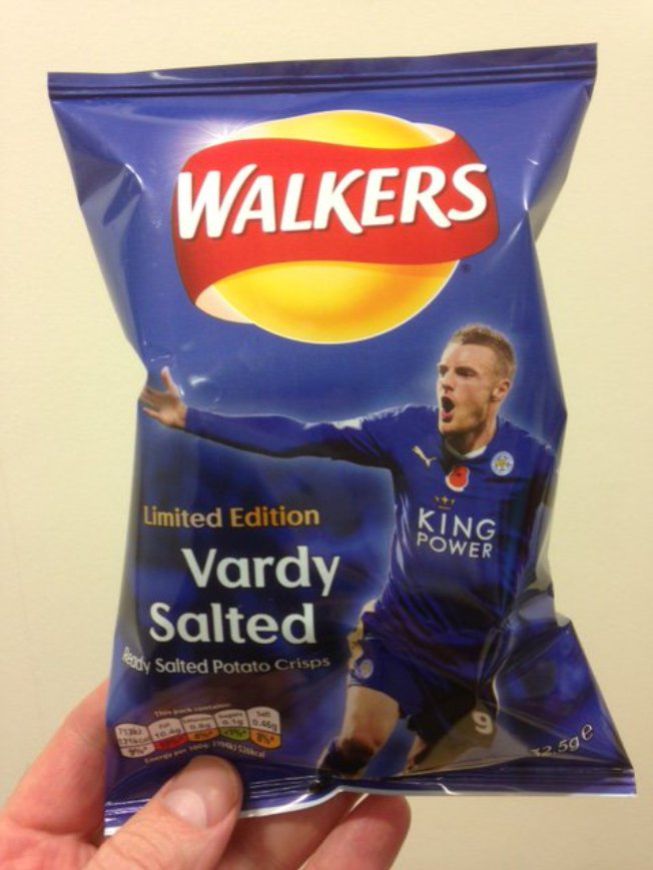 Sacan una bolsa de patatas con la imagen de Jamie Vardy