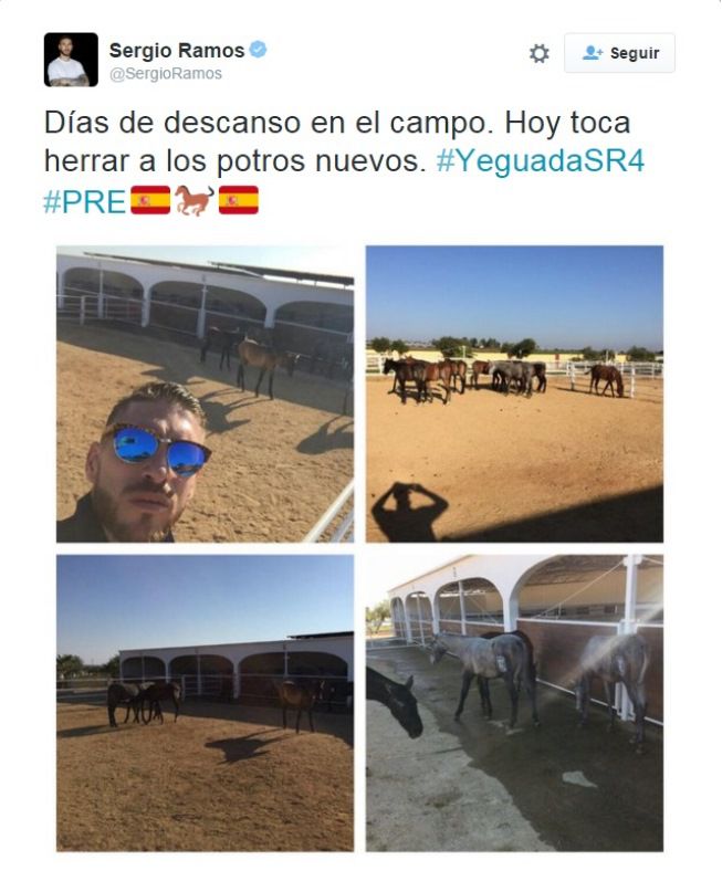 Sergio Ramos pasa unos días en Navidad con su yeguada