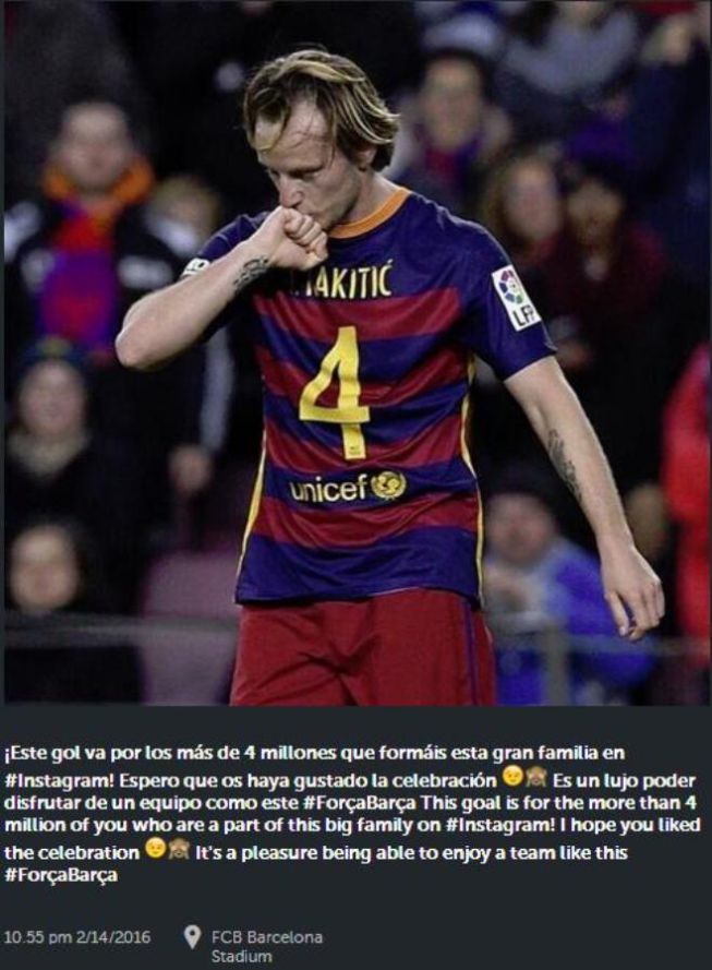 Rakitic explicó en las redes sociales su celebración