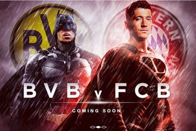 El Bayern colgó en Twitter una fotografía previa al Borussia - Bayern caracterizando a Aubameyang y Lewandowski como Batman y Superman.