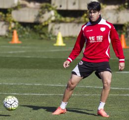 Miku, en un entrenamiento con el Rayo Vallecano.