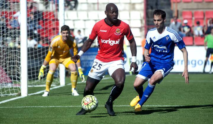 Emaná, en el partido ante el Mirandés