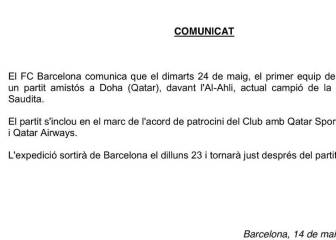 El Barça anuncia un amistoso en Qatar después del alirón