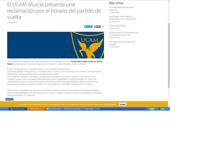 Reclamación del UCAM Murcia por el horario de la vuelta