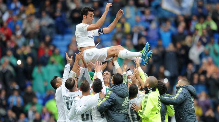 Álvaro Arbeloa en su despedida del Real Madrid