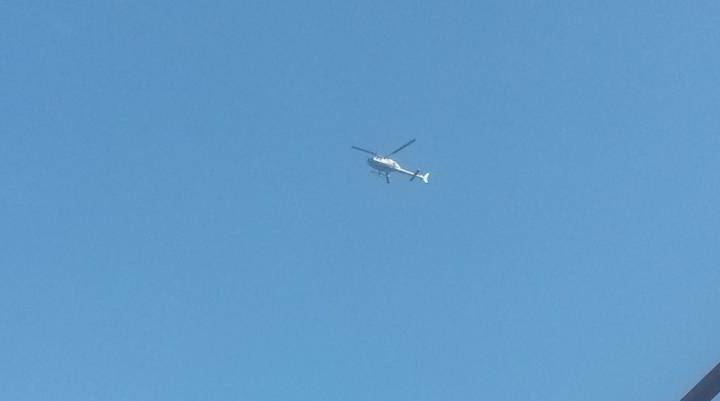 Helicóptero pasando sobre el entrenamiento del Atlético de Madrid