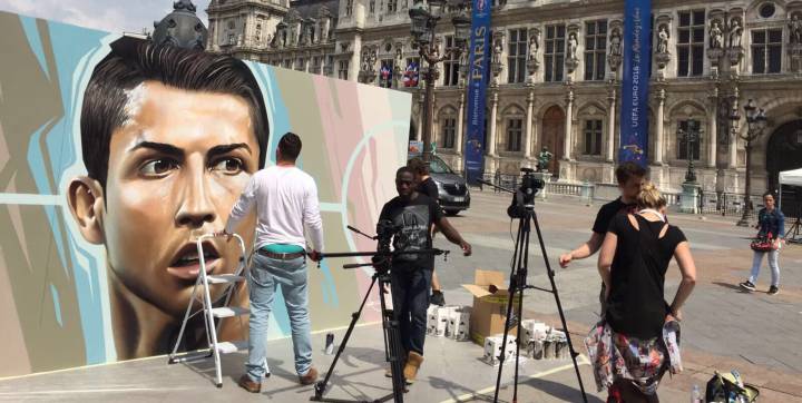 Cristiano, retratado para la Euro por el grafitero español Belin