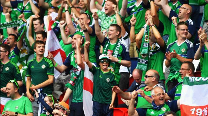 Northern Ireland fans sing "We're not stupid, we voted in.."