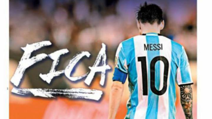 Diario brasileño 'le pide' a Messi en portada que se quede