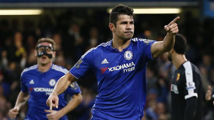 Diego Costa celebrando un tanto con el Chelsea