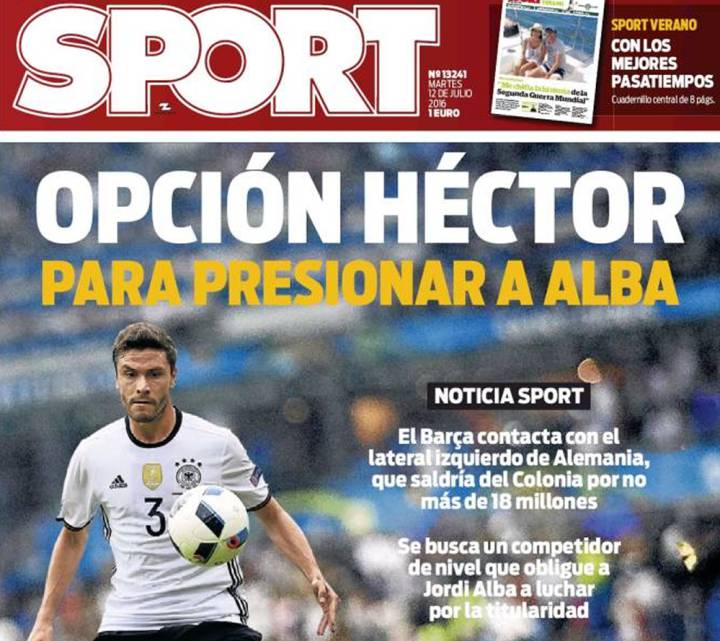 Digne y Héctor, opciones para el lateral según la prensa catalana