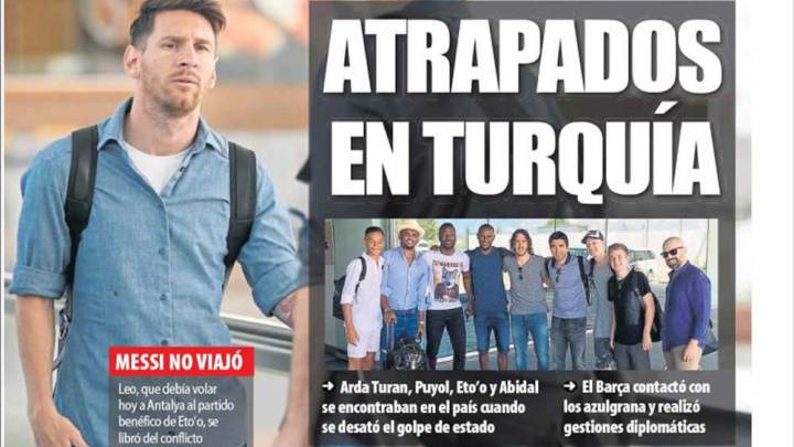 Messi y Turquía se llevan las portadas de Barcelona