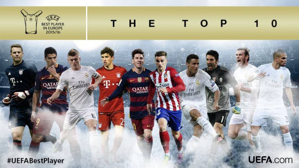 Kroos Cristiano Bale Pepe Suárez Messi Griezmann Müller Neuer y Buffon los diez finalistas al Mejor Jugador de la UEFA