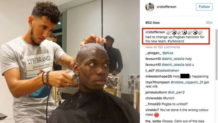 El peluquero de Pogba dio pistas sobre el futuro del jugador y luego borró el mensaje.