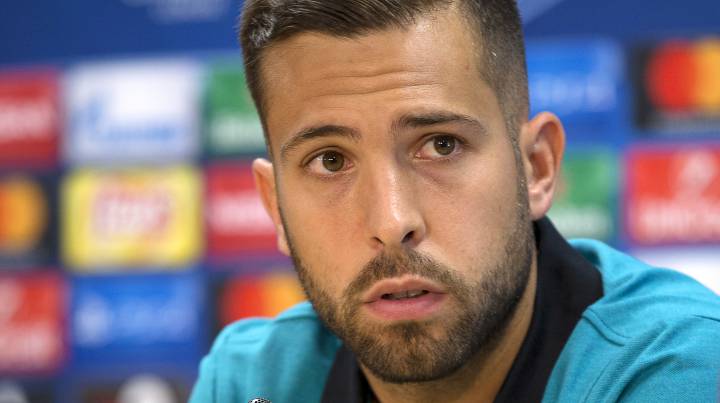 Jordi Alba, durante una rueda de prensa previa a un partido de Champions League.