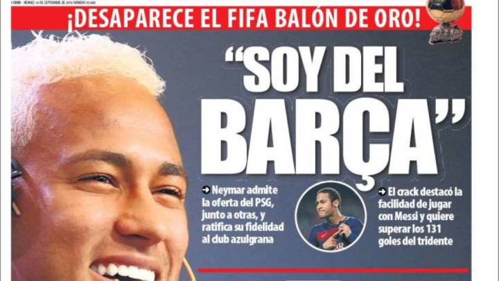 Portada del diario Mundo Deportivo del día 16 de septiembre de 2016.