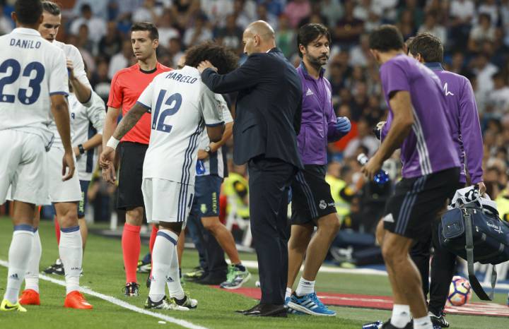 Marcelo se marchó lesionado en el minuto 42 de partido