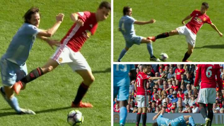 La peligrosa entrada de Ander Herrera a Joe Allen.