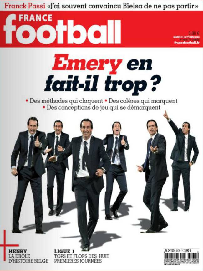Unai Emery en portada de 'France Football' del 11 de octubre de 2016.