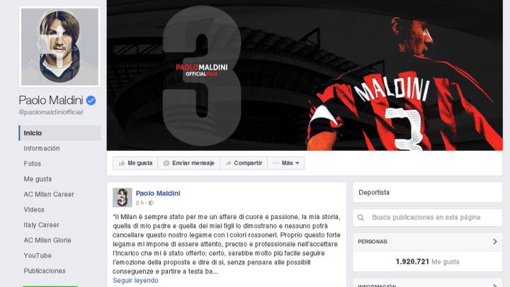 Maldini utiliza las redes para contestar a la oferta del Milán