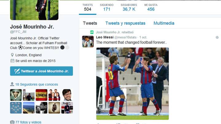 El hijo de Mourinho vuelve a demostrar admiración por Messi