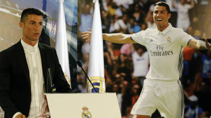 Cristiano Ronaldo, en la rueda de prensa de su renovación como jugador del Real Madrid.
