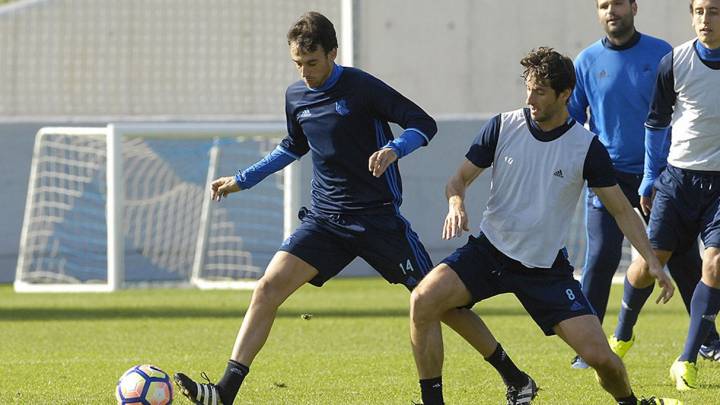 Granero y Rubén Pardo, en un entrenamiento de la Real Sociedad.